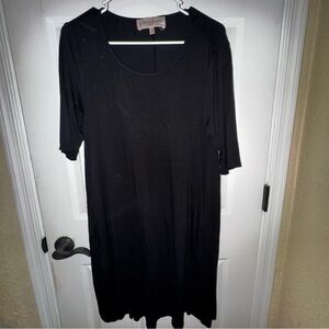 Philosophy Black Sheath Midi Dress Scoop Neck